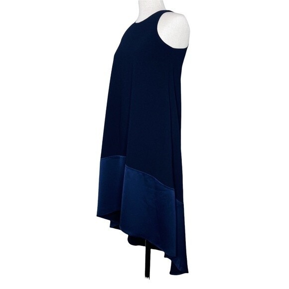 Trina Turk Cayden Dress sz XS NWT * High Low Sleeveless Crepe Dark Blue Swingy - Picture 1 of 9